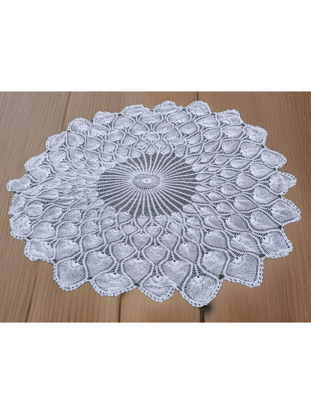 Vintage Hand Crochet Pineapple Lace Tablecloth 96 Inch Round White Cottagecore